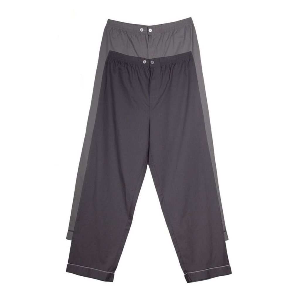 Keanu Mens Poplin Woven Pajama Bottoms (Pack of 2) / Charcoal/Gray